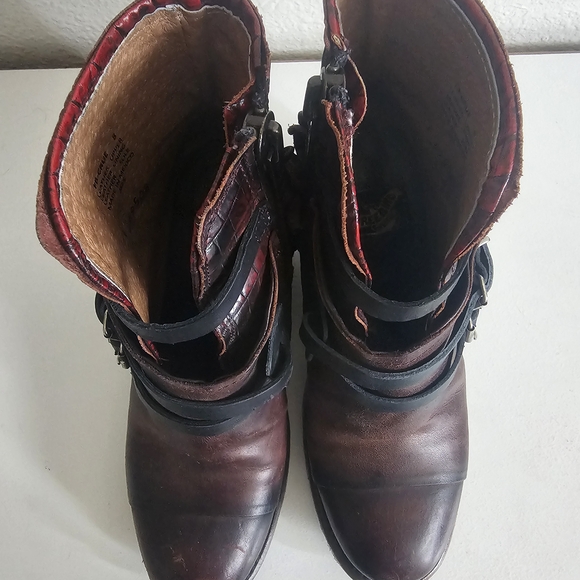 Freebird by Steven Burgundy Leather Ankle Boots Crue - Picture 12 of 16